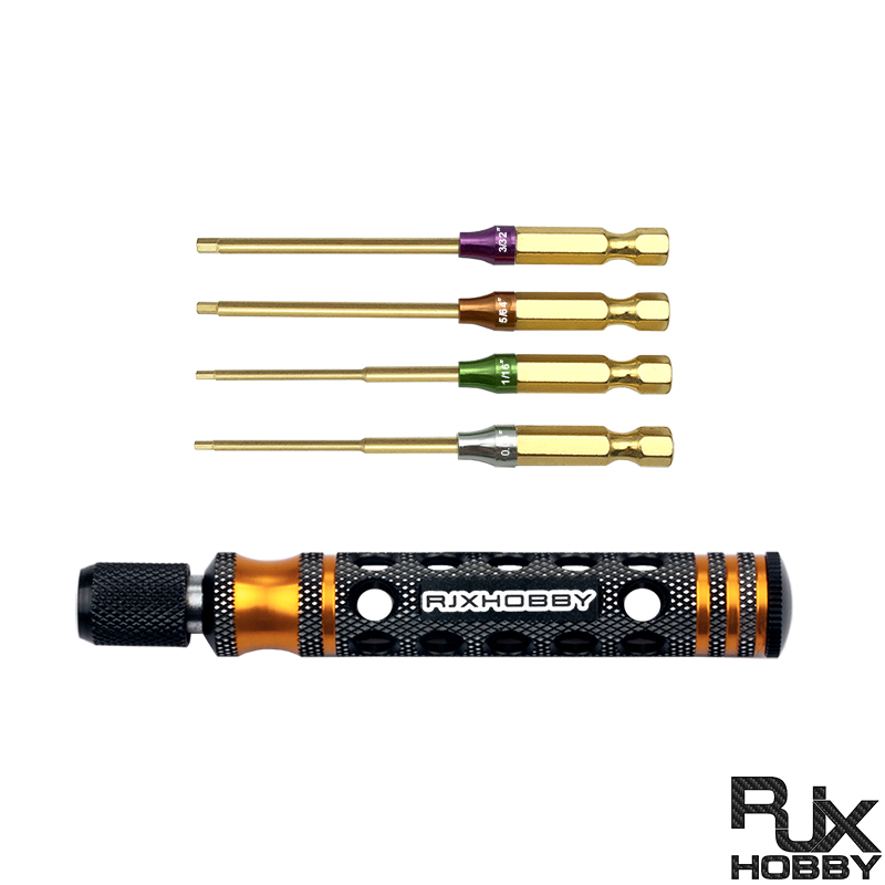 RJX 6.35mm 4 in1 Hex Screwdriver 0.05" 1/16" 5/64" 3/32" for RC Car helicopter FPV
