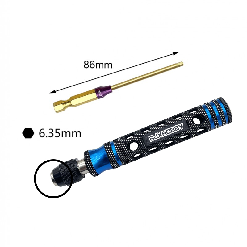 RJX 6.35mm 4 in1 Hex Screwdriver 0.05" 1/16" 5/64" 3/32" for RC Car helicopter FPV