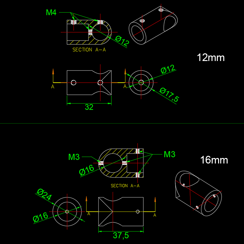 RJX 1pcs 12mm/16mm/20mm/25mm/30mm Aluminum Landing Gear Tee Tripo for Carbon Fiber Tube Agriculture Drone UAV