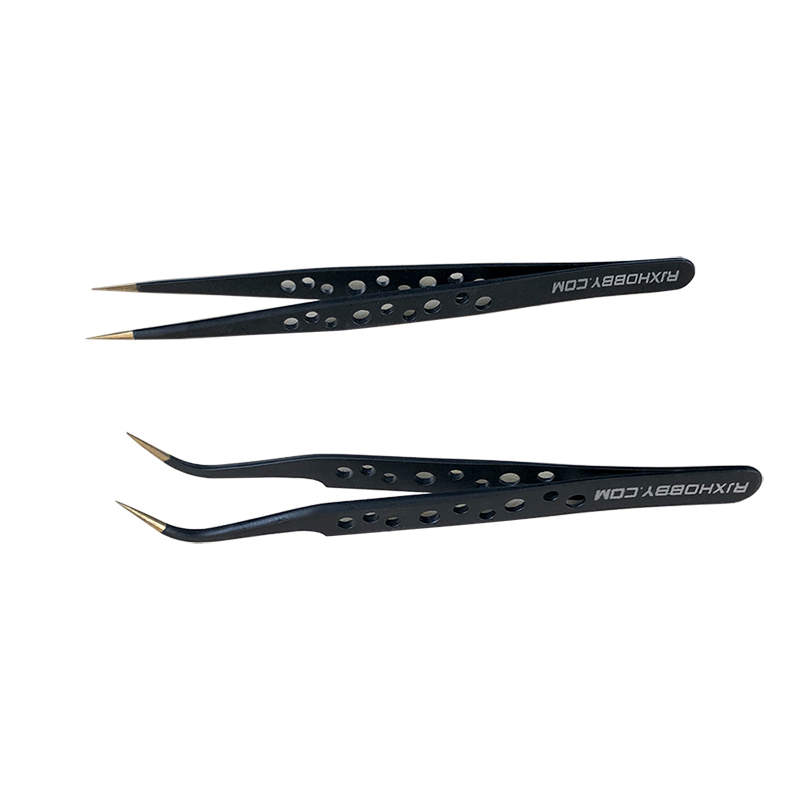 RJX High Precision Tweezers Stainless Steel Cooling Hole Electronics Repair Hand Tools