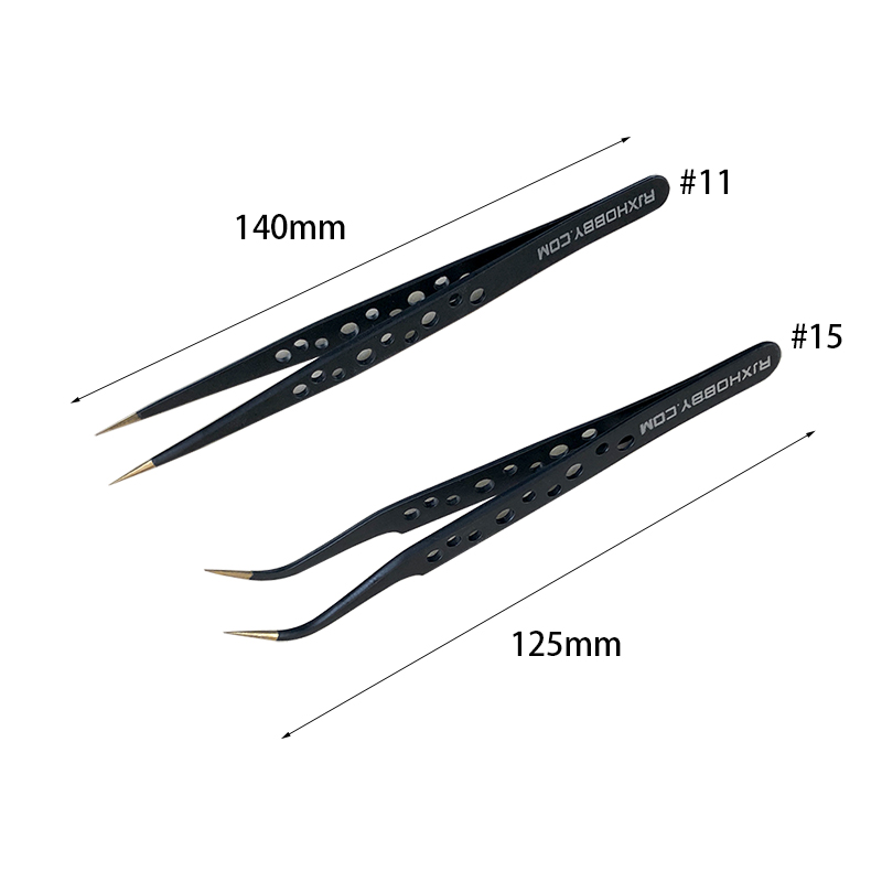 RJX High Precision Tweezers Stainless Steel Cooling Hole Electronics Repair Hand Tools