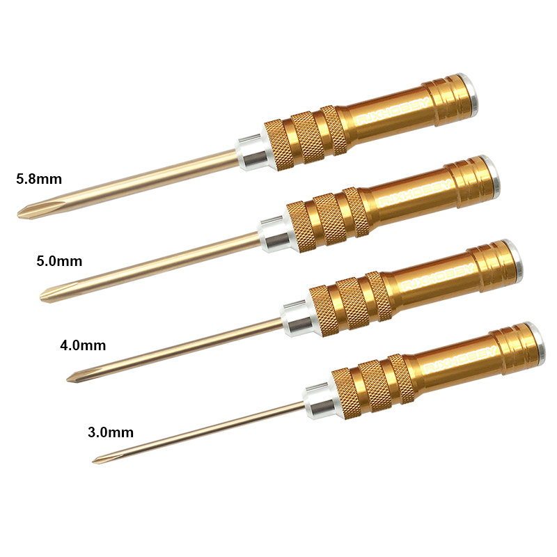 RJX 4pcs Phillips Screwdriver Tools Kit Set 3.0mm 4.0mm 5.0mm 5.8mm for RC FPV Car Boat Airplane