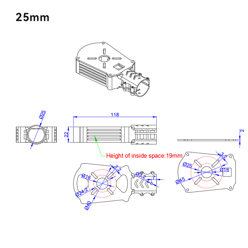 RJX 1PCS 25mm Motor Mount Seat for UAV Hexacopter Multicopter Agricultural Drone 