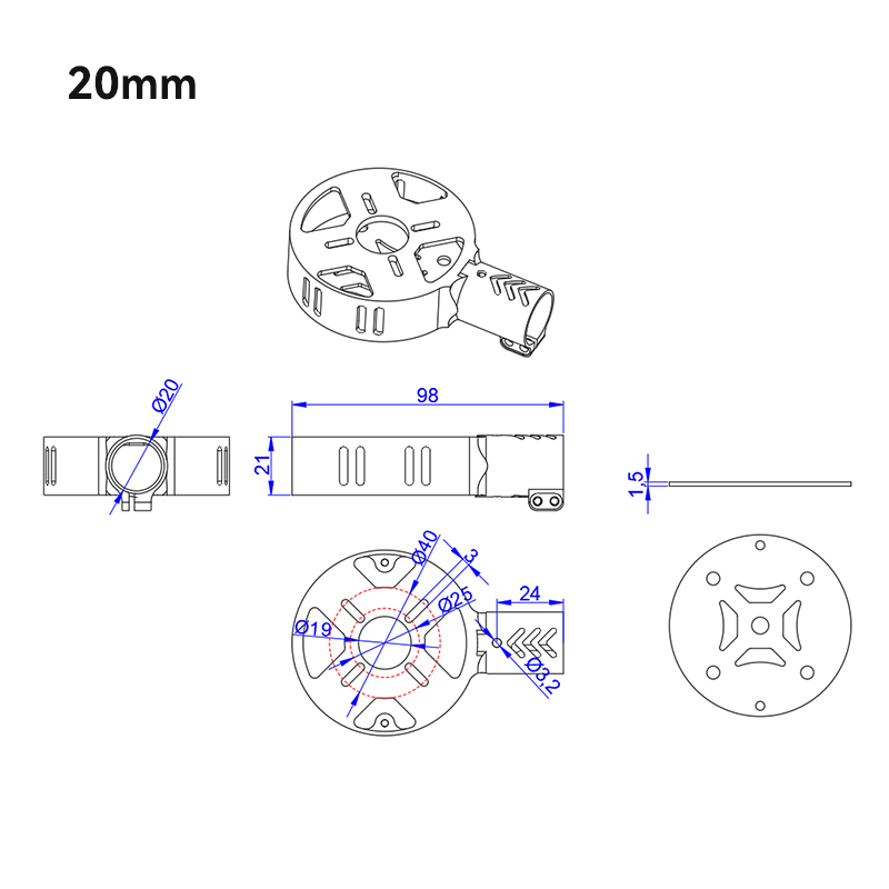 RJX 1PCS 12 / 16 / 20 / 25 / 28mm Motor Mount Seat for UAV Hexacopter Multicopter Agricultural Drone 