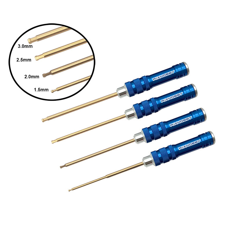 RJXHOBBY Hex Ball tip Screw driver Tools Kits 1.5mm / 2.0mm / 2.5mm / 3.0mm for RC Models Car Boat Airplane FPV