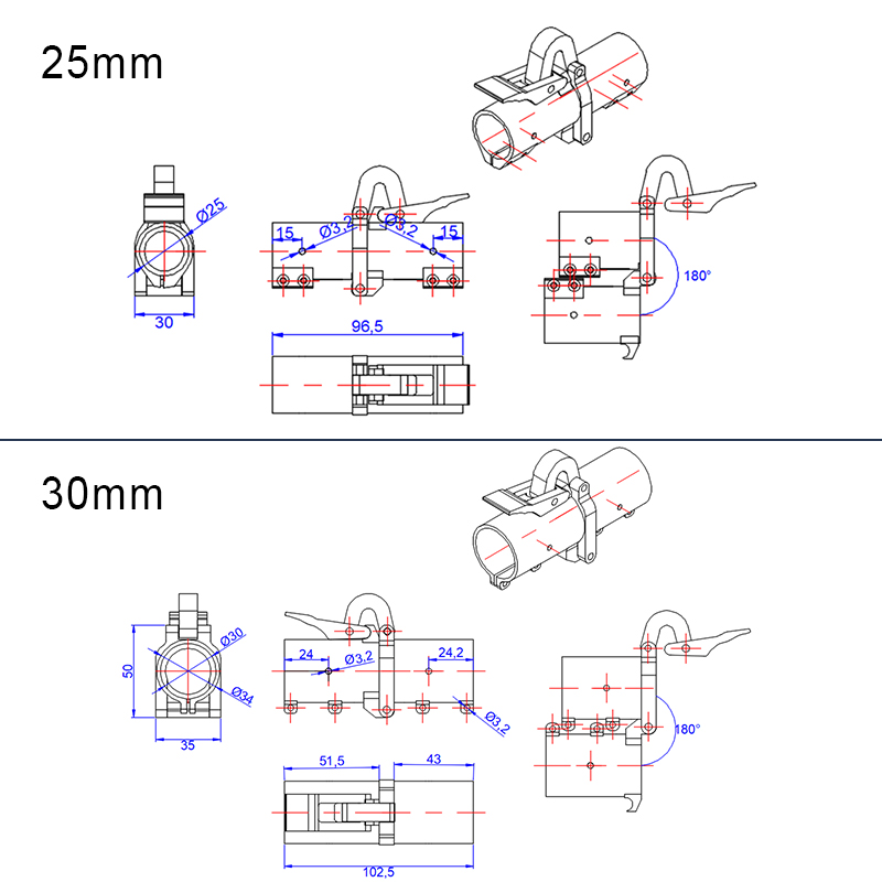 RJXHOBBY 1pcs 20mm 25mm 30mm 35mm 40mm Pipe Union Connection Folding Arm for UAV Multicopter Drone