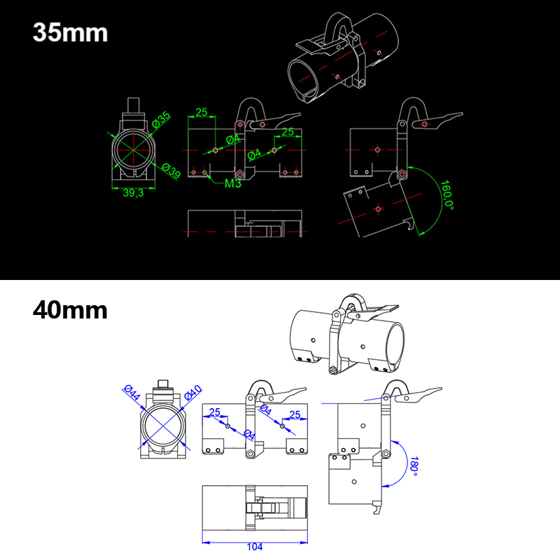 RJXHOBBY 1pcs 20mm 25mm 30mm 35mm 40mm Pipe Union Connection Folding Arm for UAV Multicopter Drone