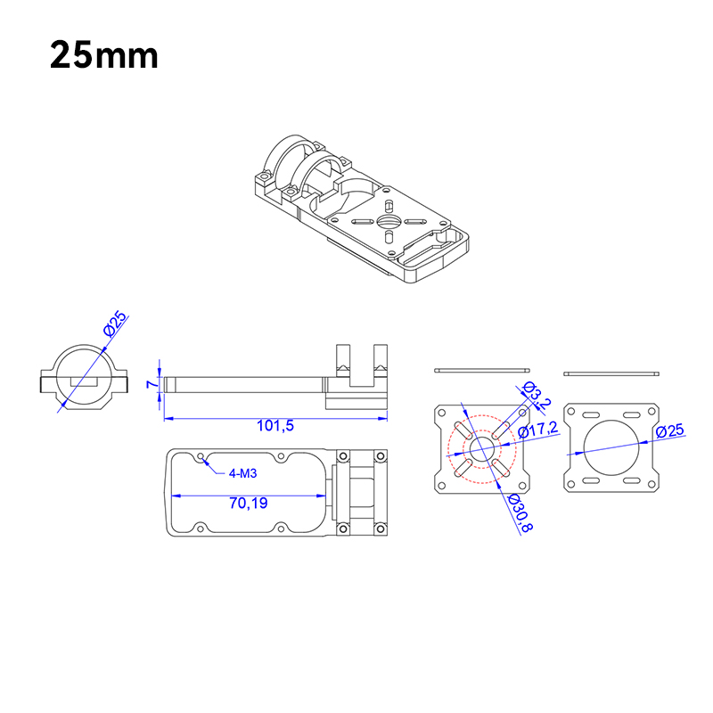 RJX 1pcs 20mm 22mm 25mm Carbon Tube Metal Aluminium Alloy Motor Mount Seat for DIY Quadcopter Frame Kit Parts Accessories