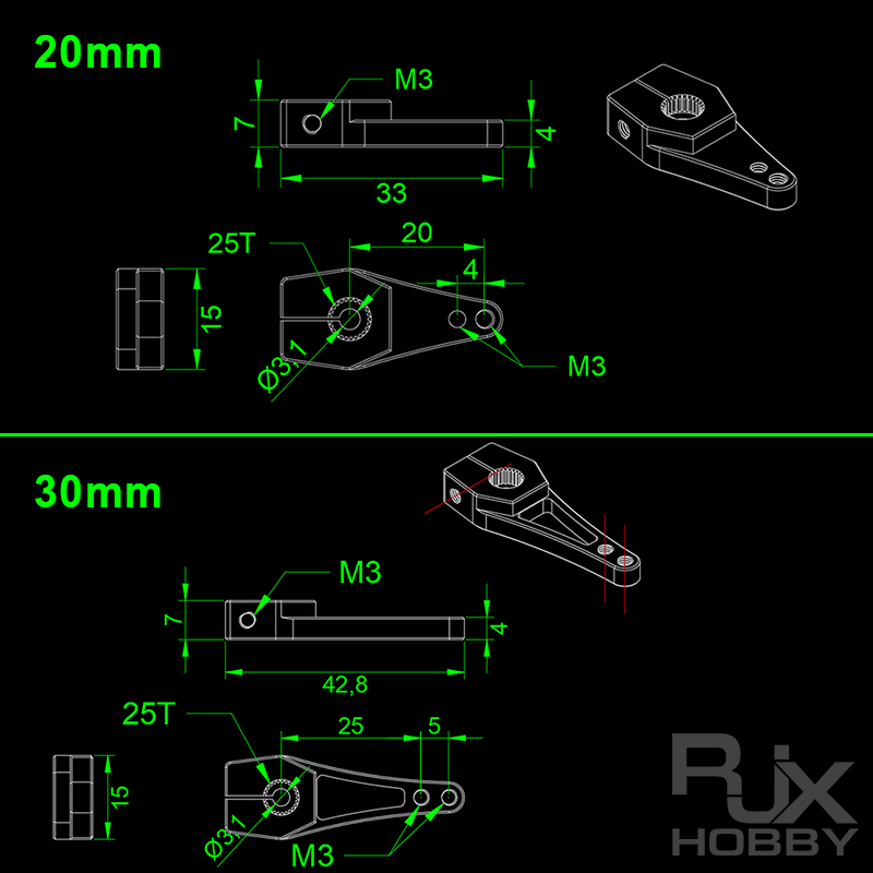 RJXHOBBY 1pcs  25T Futaba Savox Aluminum Servo Horn