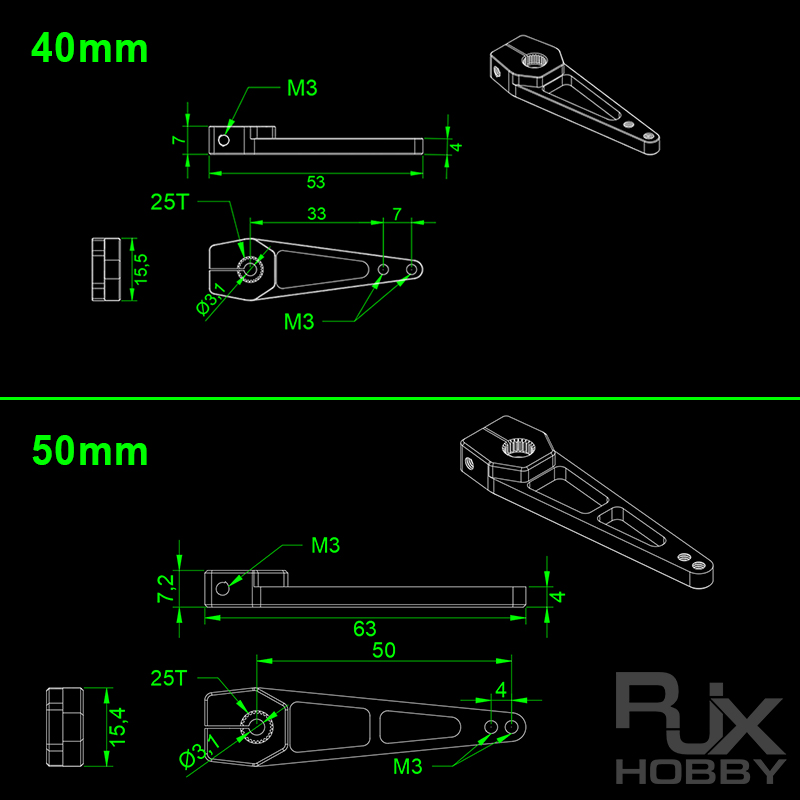 RJXHOBBY 1pcs  25T Futaba Savox Aluminum Servo Horn