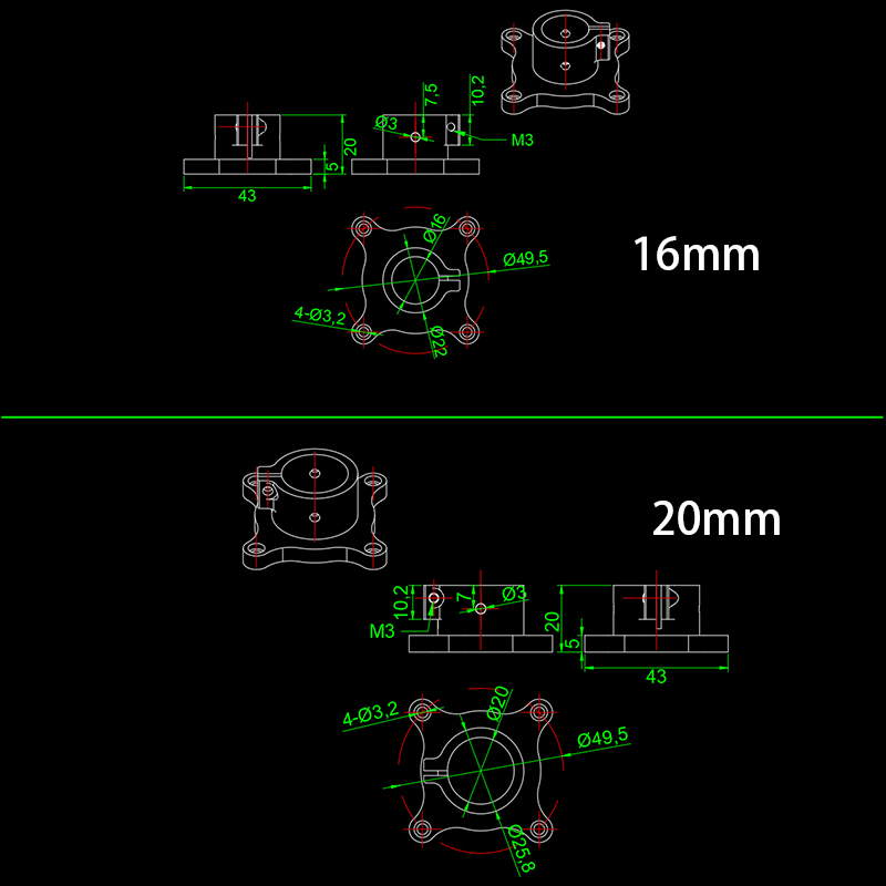 RJXHOBBY 1pcs 16 20 25 30mm Tripod Vertical Fixed Seat Landing Gear Fixture Mount Tube Support for RC Agriculture Plant UAV Drone