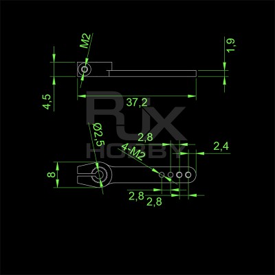 RJX 1pcs 25T metal fixed wing  Micro Servo for GDW 296