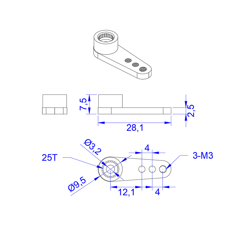 RJXHOBBY 3pcs 25T Servo Arm Horn for RC
