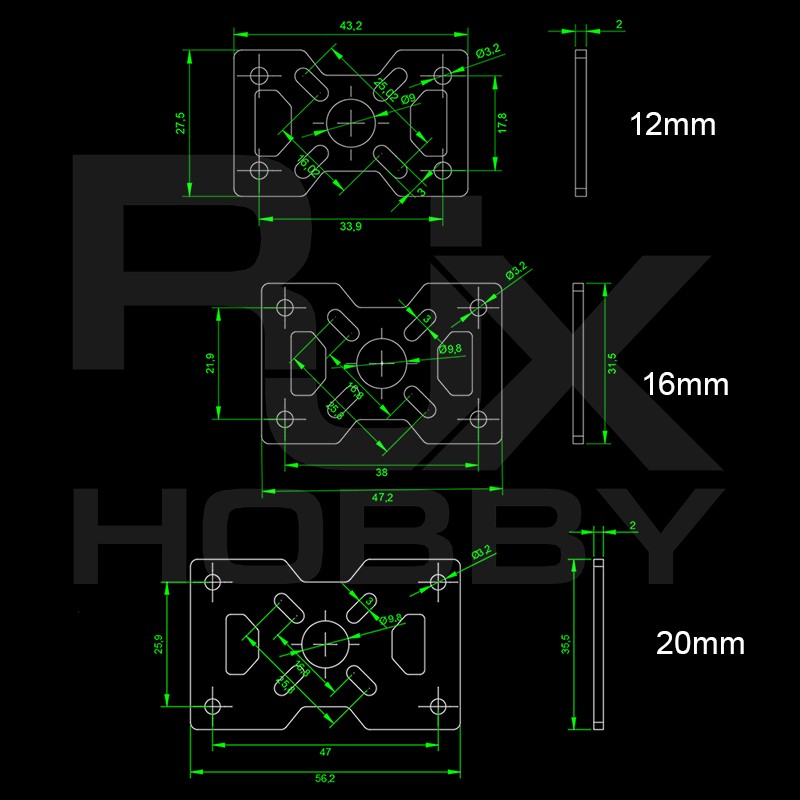 RJXHOBBY 1Sets 12/16/20/22/25/30mm 3K Carbon Fiber Tube Clamp + Motor Mount Fixture Clip Holder Bracket