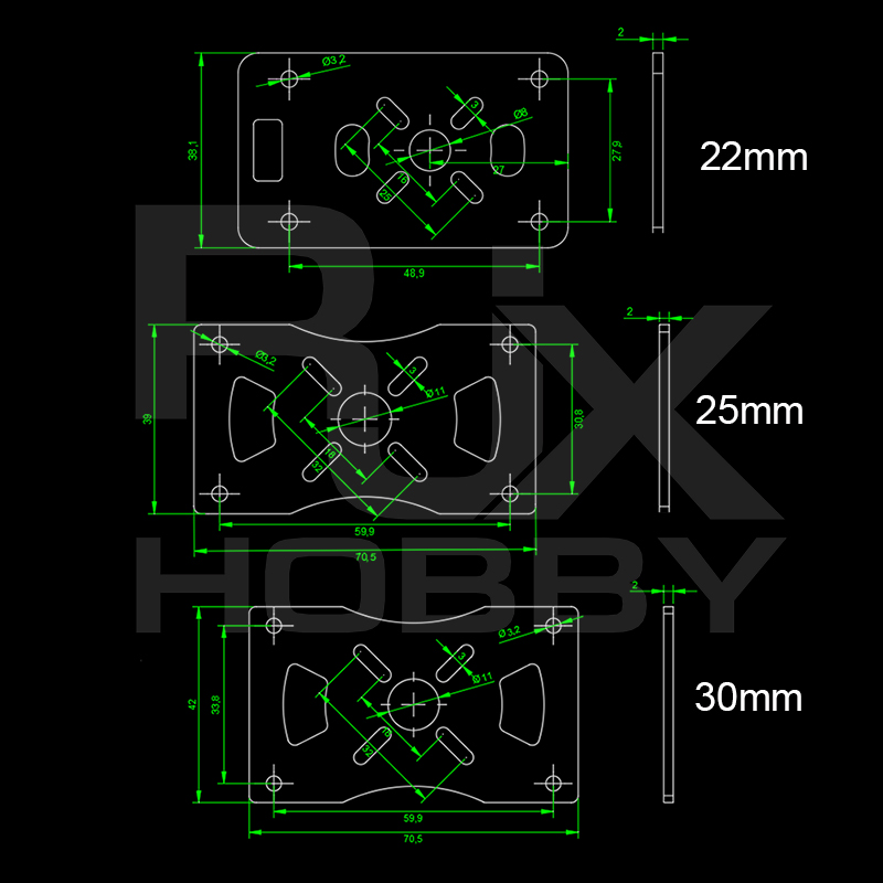 RJXHOBBY 1Sets 12/16/20/22/25/30mm 3K Carbon Fiber Tube Clamp + Motor Mount Fixture Clip Holder Bracket