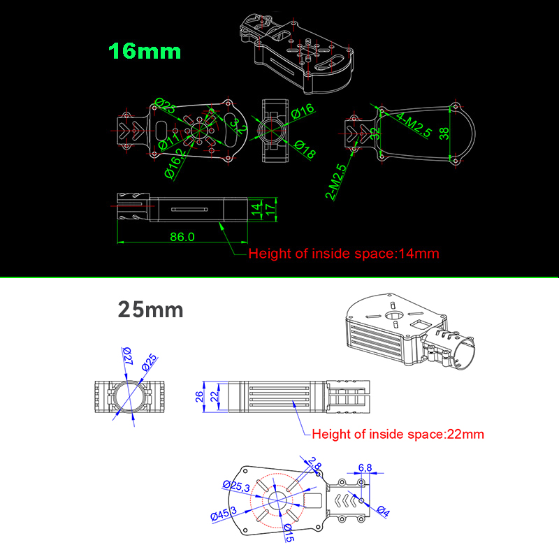 RJX 1PCS 16 / 25 / 30 / 35mm Motor Mount Seat for UAV Hexacopter Multicopter Agricultural Drone