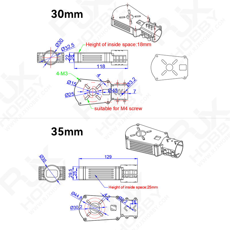 RJX 1PCS 16 / 25 / 30 / 35mm Motor Mount Seat for UAV Hexacopter Multicopter Agricultural Drone
