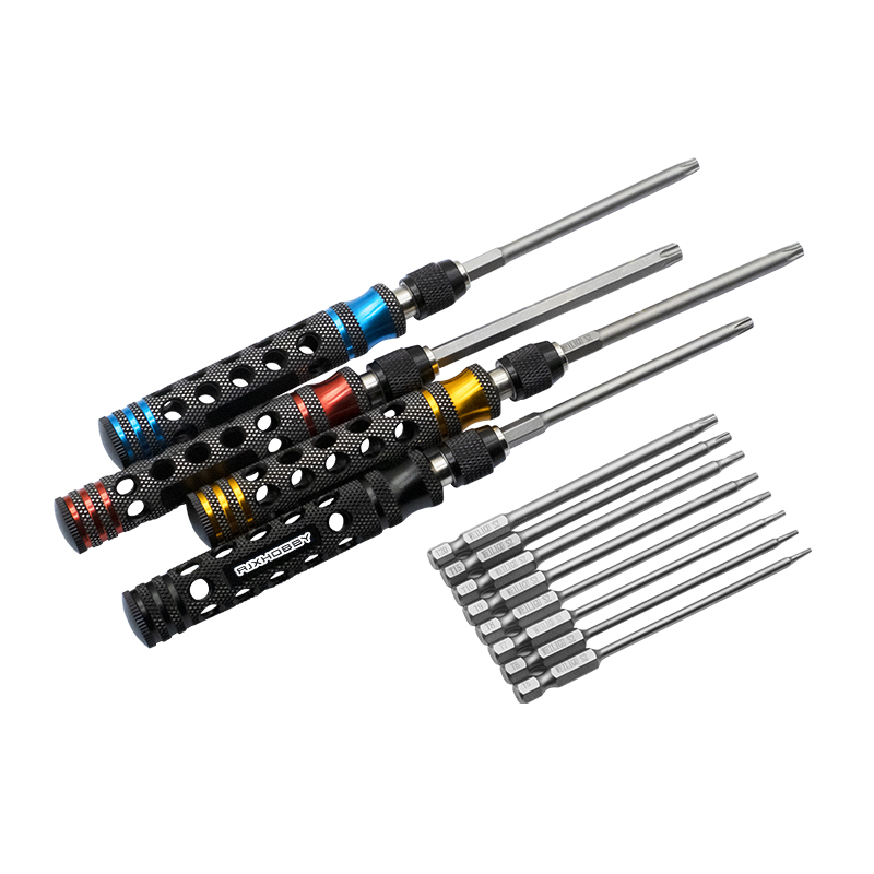 RJXHOBBY 12pcs 1/4Inch 6.35mm Torx Head Electric Screwdriver Bits Tip with handle T5 T6 T7 T8 T9 T10 T15 T20 T25 T27 T30 T40