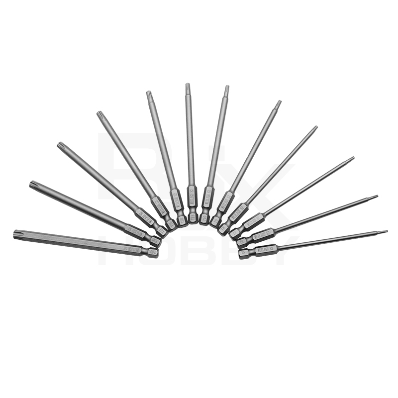 RJXHOBBY 12pcs 1/4Inch 6.35mm Torx Head Electric Screwdriver Bits Tip with handle T5 T6 T7 T8 T9 T10 T15 T20 T25 T27 T30 T40