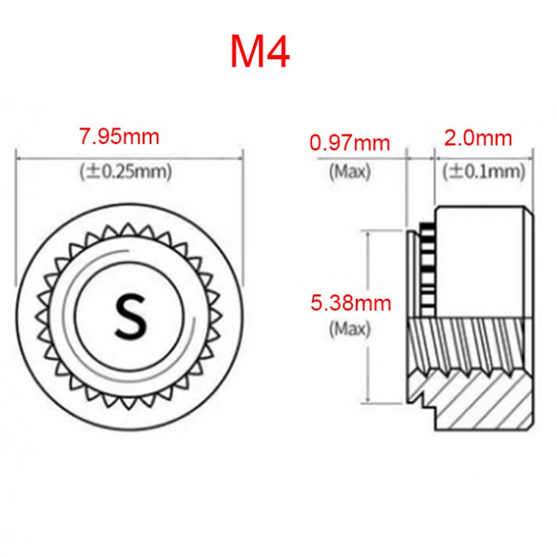 RJXHOBBY 100pcs M2 M2.5 M3 M4 Stainless Steel Press nut