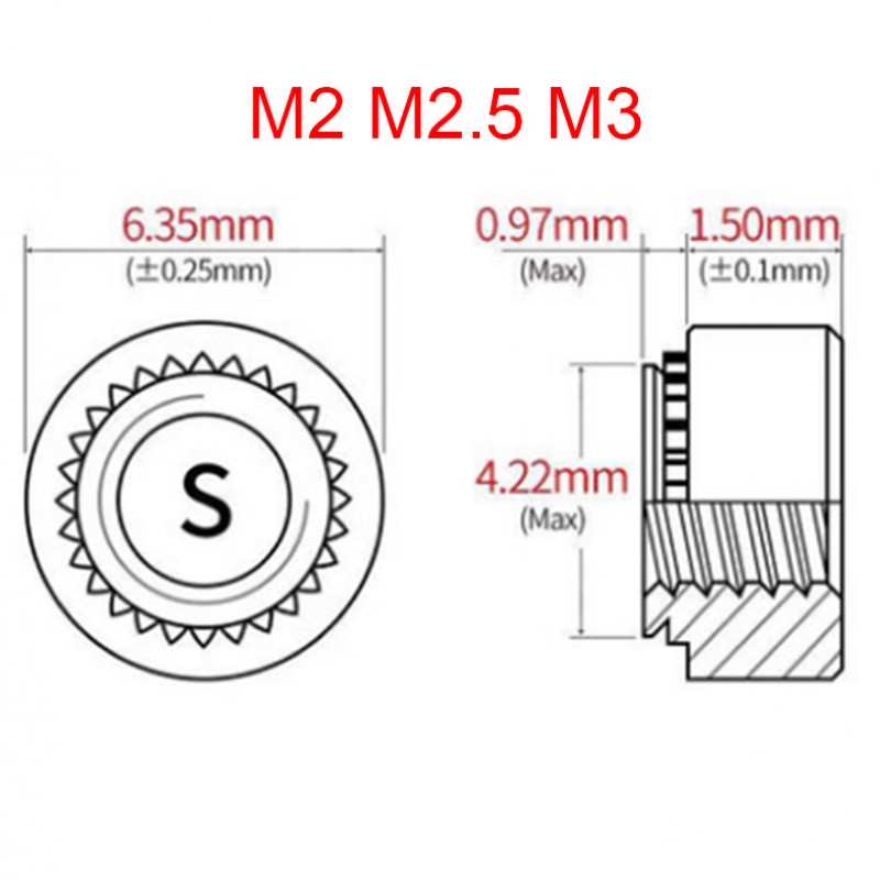 RJXHOBBY 100pcs M2 M2.5 M3 M4 Stainless Steel Press nut