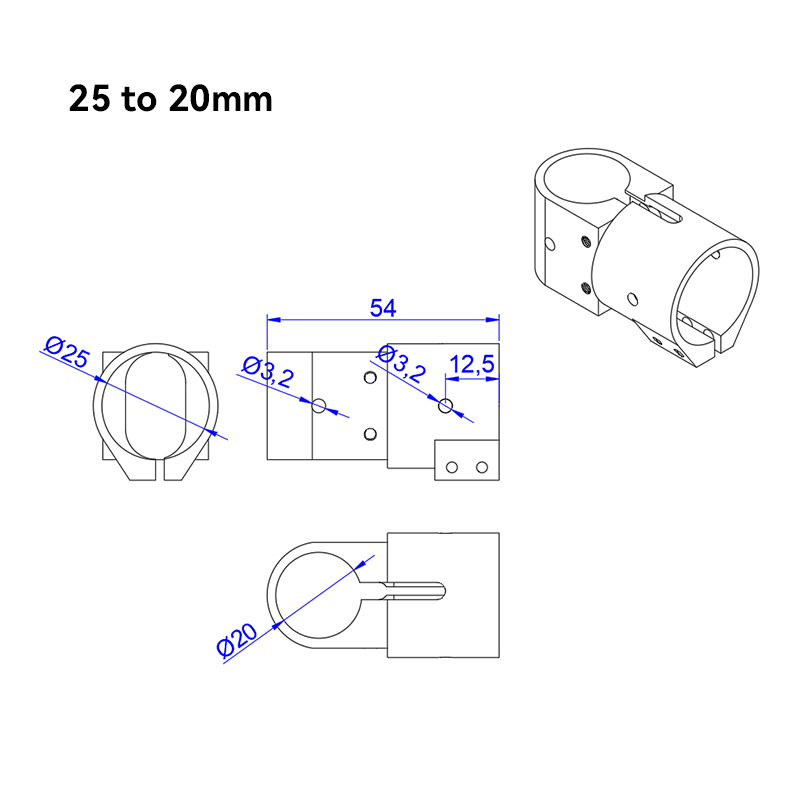 RJX 1pcs 16,20,25,30,40 Landing Gear Aluminum Alloy Tee Tripod Carbon Fiber Tube Connector For Agriculture Drone UAV
