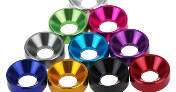 M6 Anodized Aluminum Conical Washers - Countersunk Flat Head Screw Bolt Gasket (Pack)