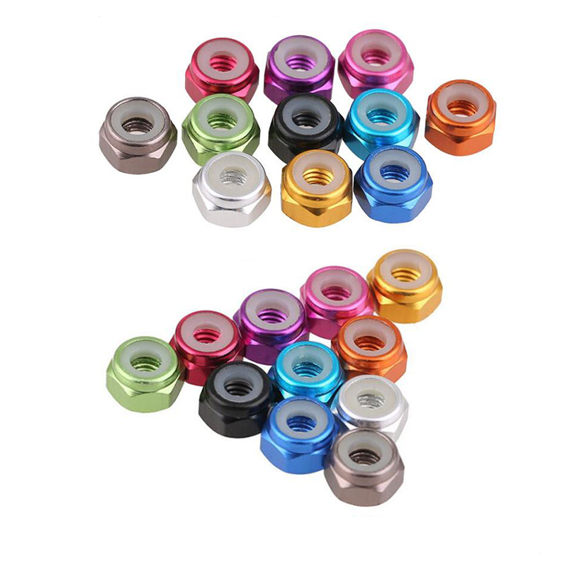 RJX 50pcs M2 M3 M4 M5 M6 Hex Nut Nylon Insert Lock Nut Nyloc Nuts