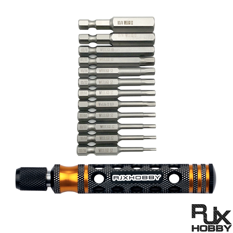 RJXHOBBY 12pcs 1/4 Inch 6.35mm Length 50mm Hex Shank Magnetic Hexagon Screwdriver