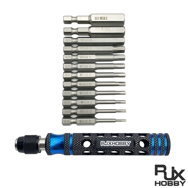 RJXHOBBY 12pcs 1/4 Inch 6.35mm Length 50mm Hex Shank Magnetic Hexagon Screwdriver
