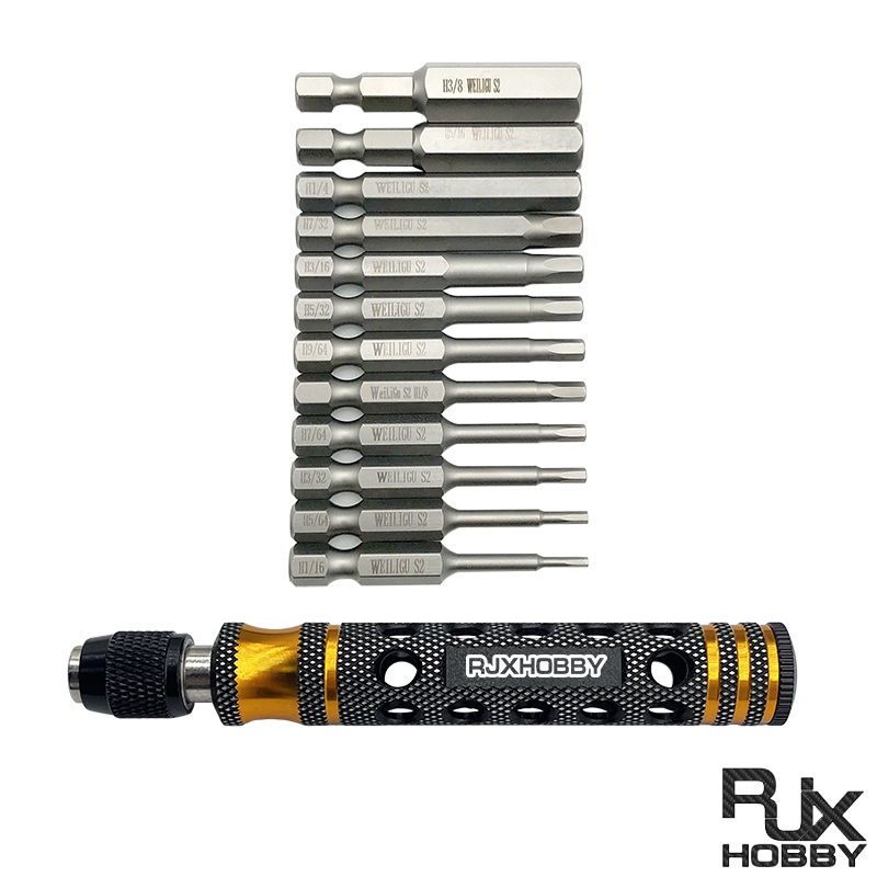 RJXHOBBY 12pcs 1/4 Inch 6.35mm Length 50mm Hex Shank Magnetic Hexagon Screwdriver