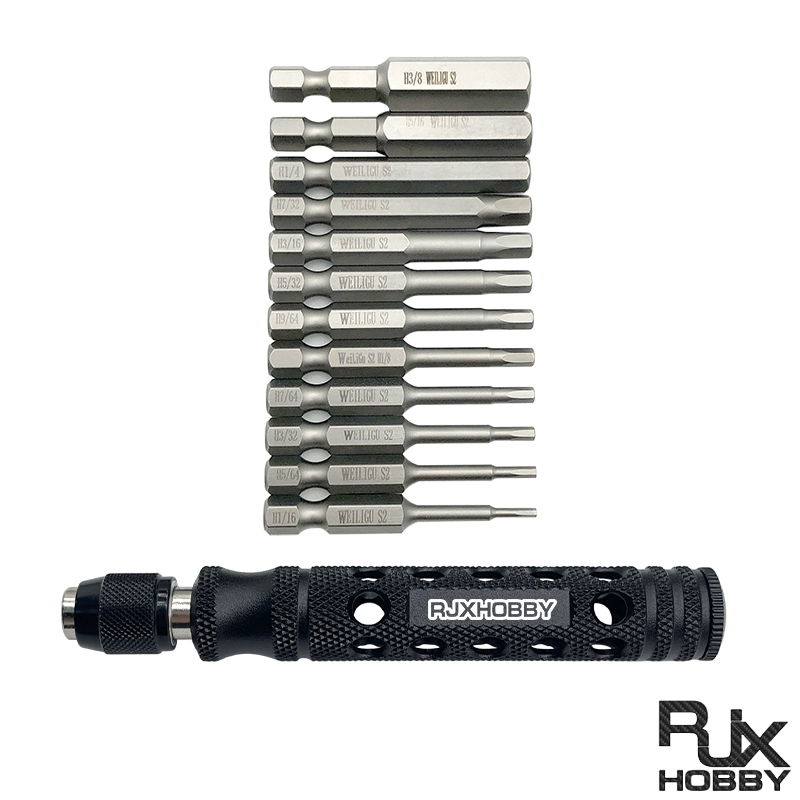 RJXHOBBY 12pcs 1/4 Inch 6.35mm Length 50mm Hex Shank Magnetic Hexagon Screwdriver