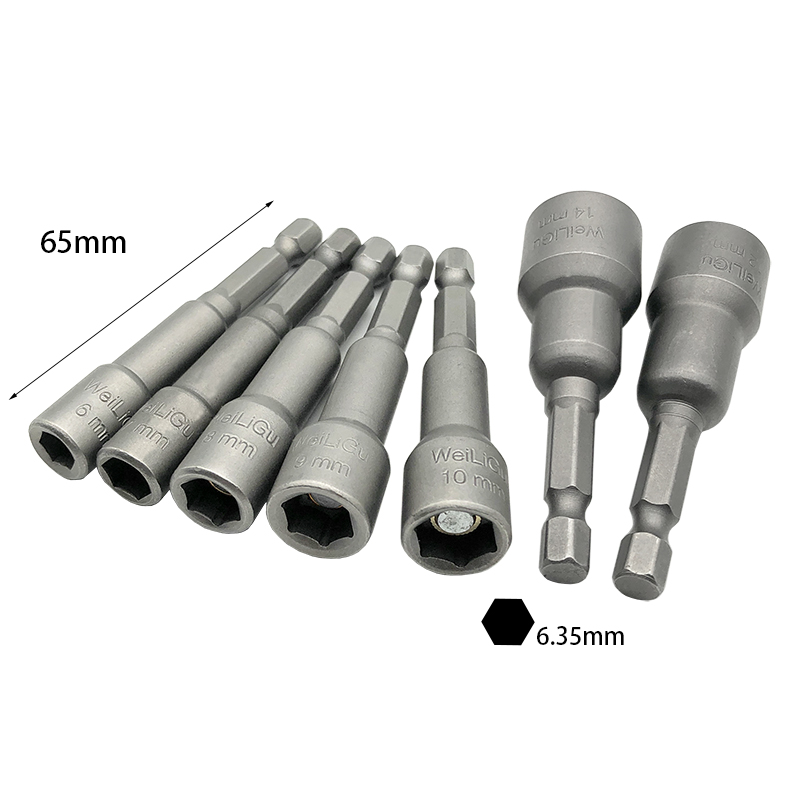 RJX 1/4 Inch 6.35mm 7pcs 6.0 / 7.0 / 8.0 / 9.0 / 10 / 12 / 14mm Nut Drivers