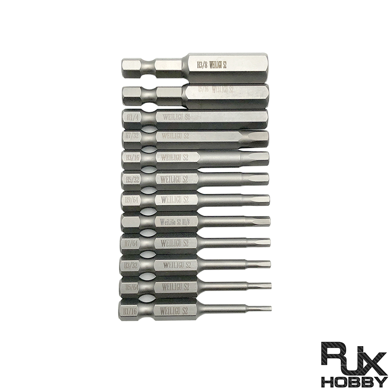 RJXHOBBY 12pcs 1/16"5/64"3/32"7/64"1/8"9/64"5/32"3/16"7/32"1/4"5/16" 3/8"Hex Shank Magnetic Hexagon Screwdriver