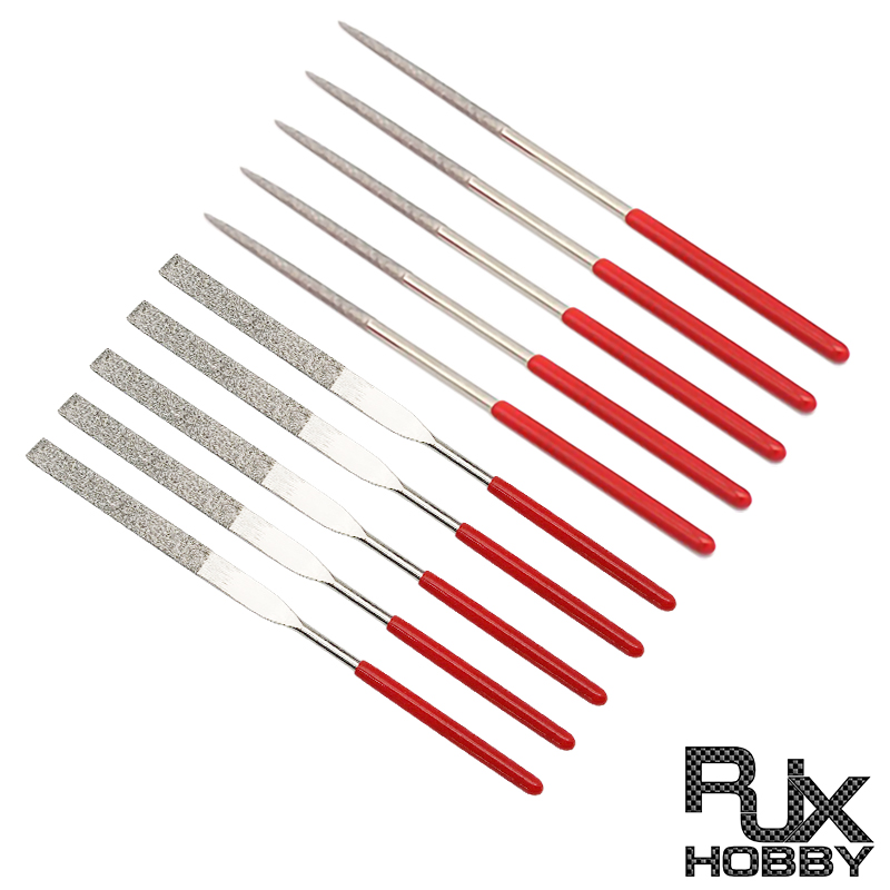RJX 10Pcs 140mm Round Diamond Needle File / Flat Diamond Needle File