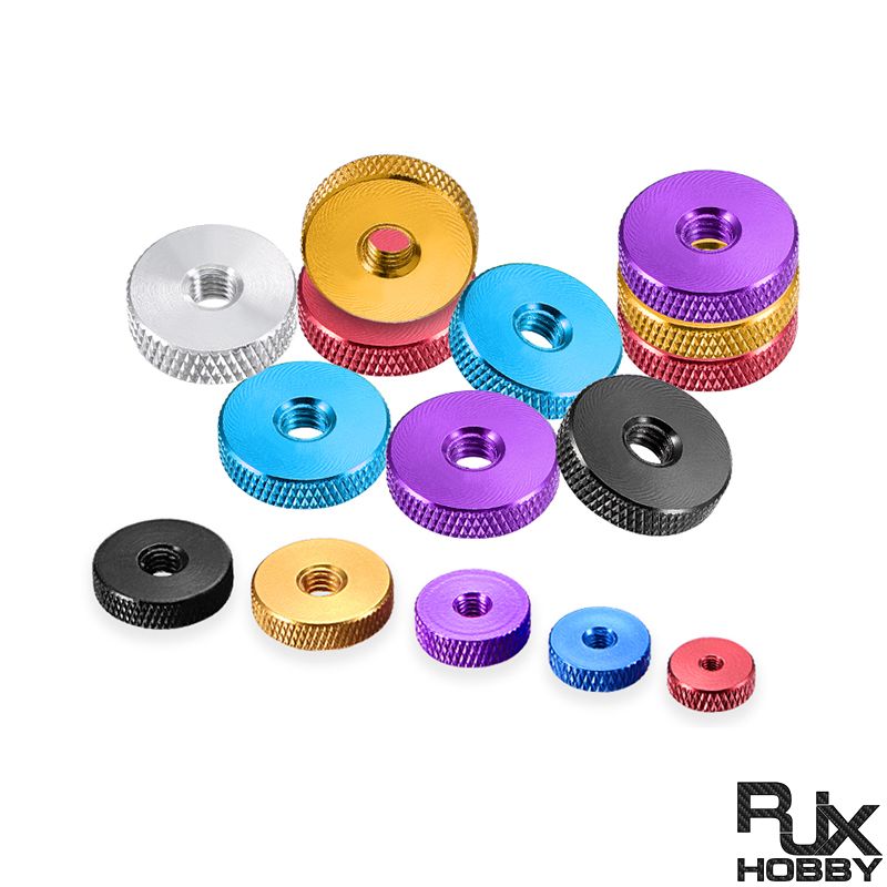 RJX 50pcs M3 / M4 / M5 / M6 Aluminum Hand-tightening Reticulated Head Knurled Nuts 