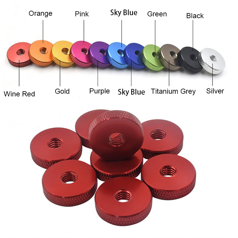 RJX 50pcs M3 / M4 / M5 / M6 Aluminum Hand-tightening Reticulated Head Knurled Nuts 