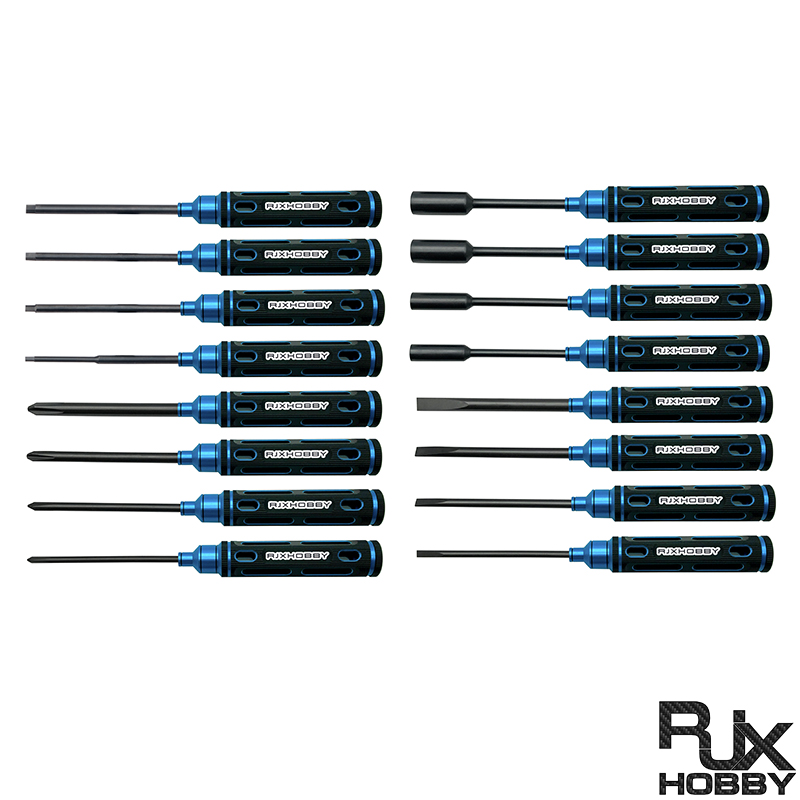 RJXHOBBY upgraded HSS titanized Hex /Nut/ Phillips/ Flat Screwdriver 16 pcs kits