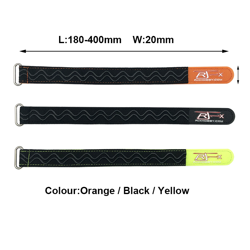 RJXHOBBY 2pcs Kevlar Stitched Non-Slip Silicone Battery Straps(Width: 20mm Length: 180 -400mm)