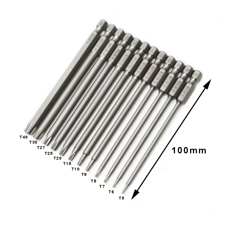 RJX 1/4" 6.35mm  Plum Magnetic Screw Driver Bits Sets T3 , T4 , T5 ,T6 ,T7 ,T8 ,T9 ,T10 ,T15 ,T20 ,T25 ,T27 ,T30 ,T40 Hex Shank