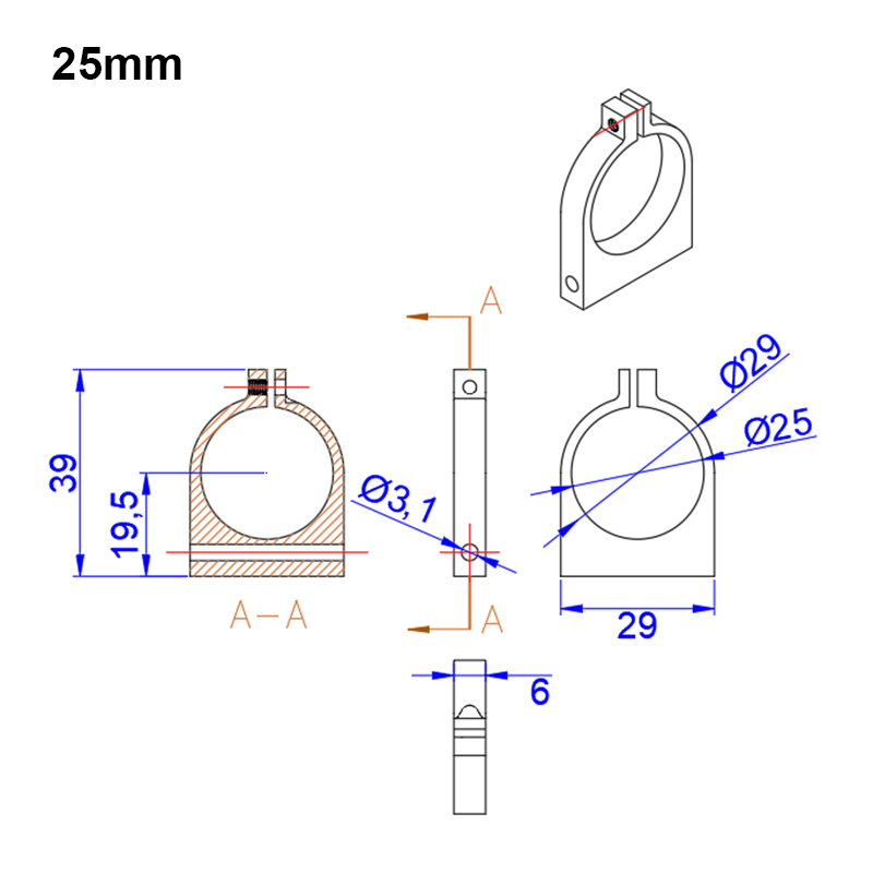 RJXHOBBY 1pcs 25mm 30mm Pipe Clamp Landing Gear Tripod Carbon Fiber Tube Clip Fixed Fixture for RC Plant Agriculture UAV Drone