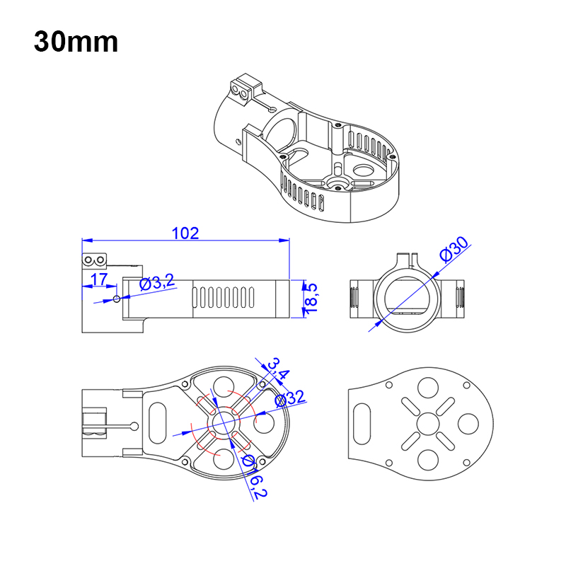 RJXHOBBY 1pcs 25/28/30mm CNC Carbon Tube Motor Base Seat Motor Mount Holder Mounting Plate for FPV RC Quadcopter Multicopter