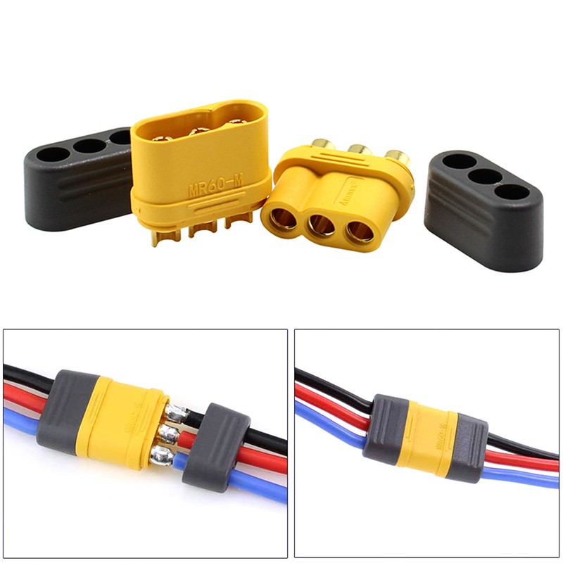RJX 10pair Amass 3.5mm MR60 Three-core Plug T Plug Connector Male Female With Sheath Brass
