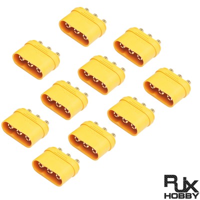 RJX10PCS Amass MR60PB Male Three-core 3 Core Plug T Plug Interface Connector Gold Plated for RC Drone Models Battery Parts