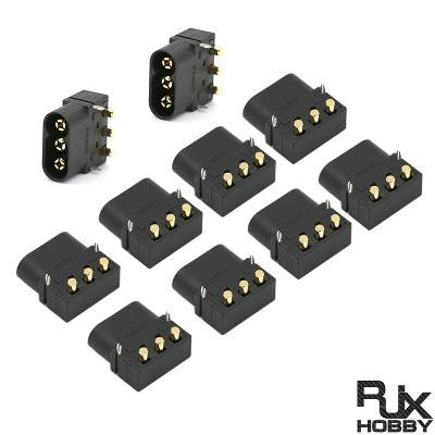RJX10PCS Amass MR60PW-M Three Core Gold-plated Male Plug Horizontal PCB Circuit Board Connector for RC Aircraft Battery Parts