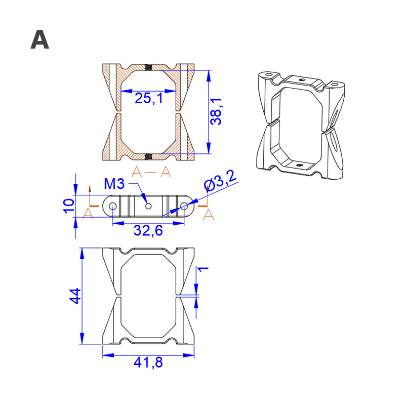 RJX 25x38mm octagonal shape Tube and Tube Clamp