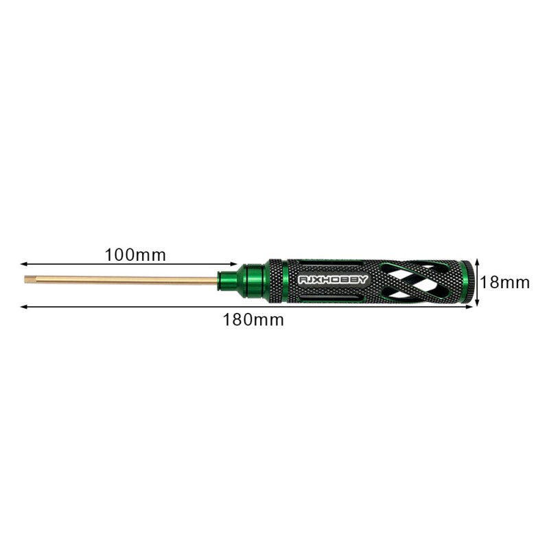 RJXHOBBY Green Supper Light Knurled Grip HSS titanized Hex Screw driver Tools 1.5mm / 2.0mm / 2.5mm / 3.0mm