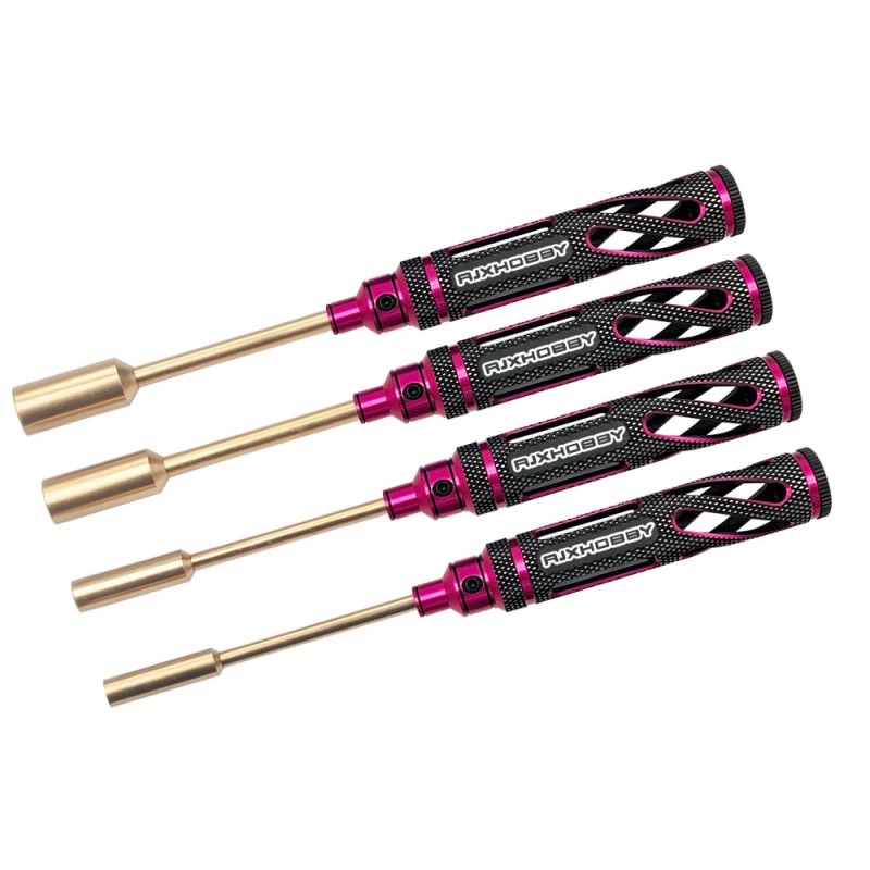 RJX Pink Supper Light Knurled Grip HSS titanized 4.0 5.5 7.0 8.0 Nut Drivers for FPV RC Models Car Boat Airplane