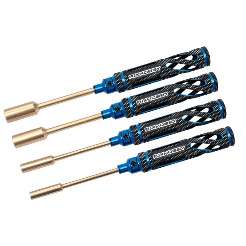 RJX Blue Supper Light Knurled Grip HSS titanized 4.0 5.5 7.0 8.0 Nut Drivers for FPV RC Models Car Boat Airplane