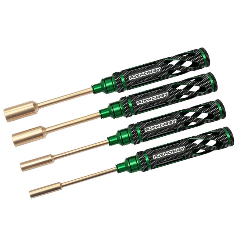 RJX Green Supper Light Knurled Grip HSS titanized 4.0 5.5 7.0 8.0 Nut Drivers for FPV RC Models Car Boat Airplane